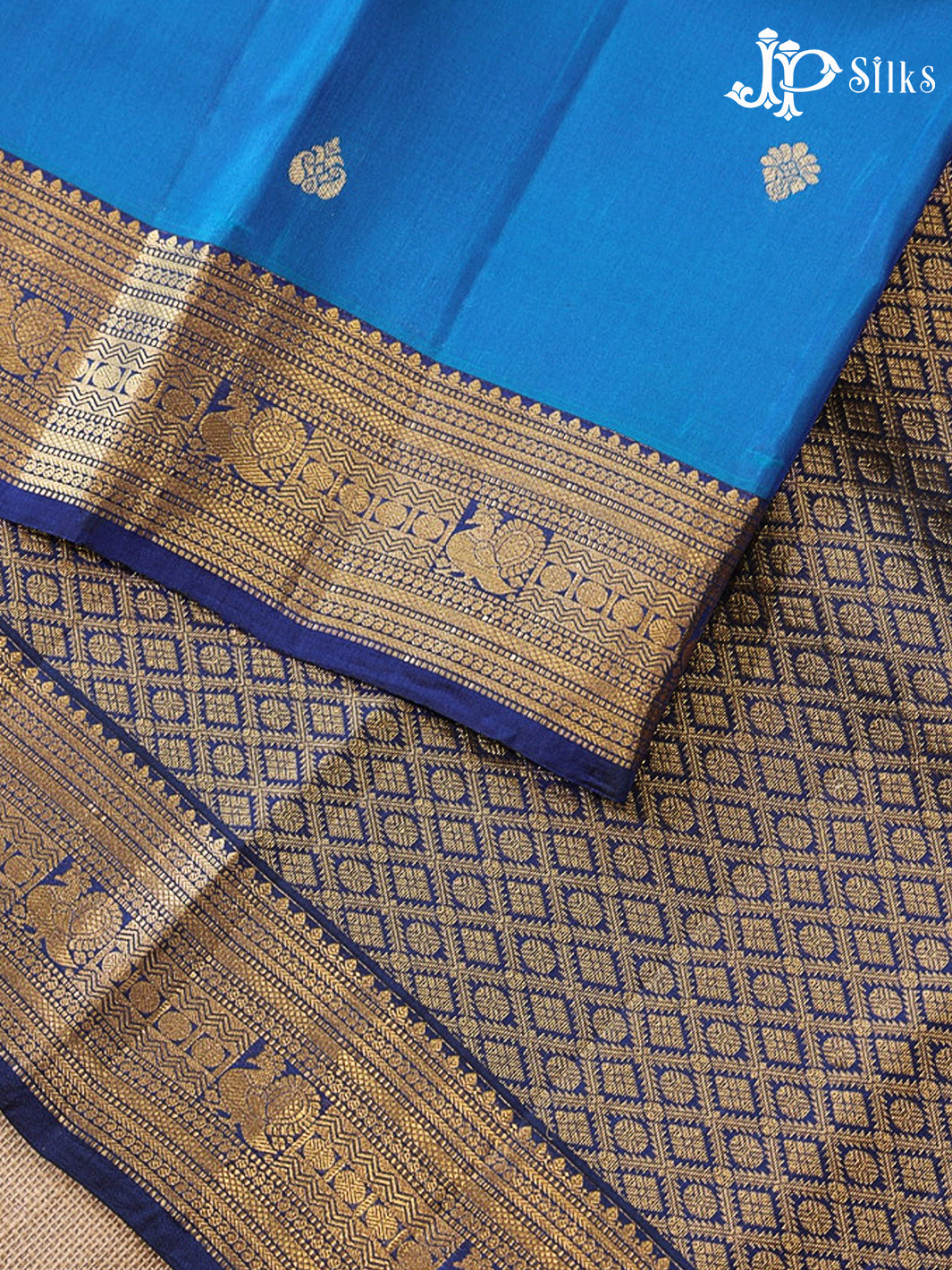 Peacock Blue & Ink Blue Pure Silk Mix Saree - G924
