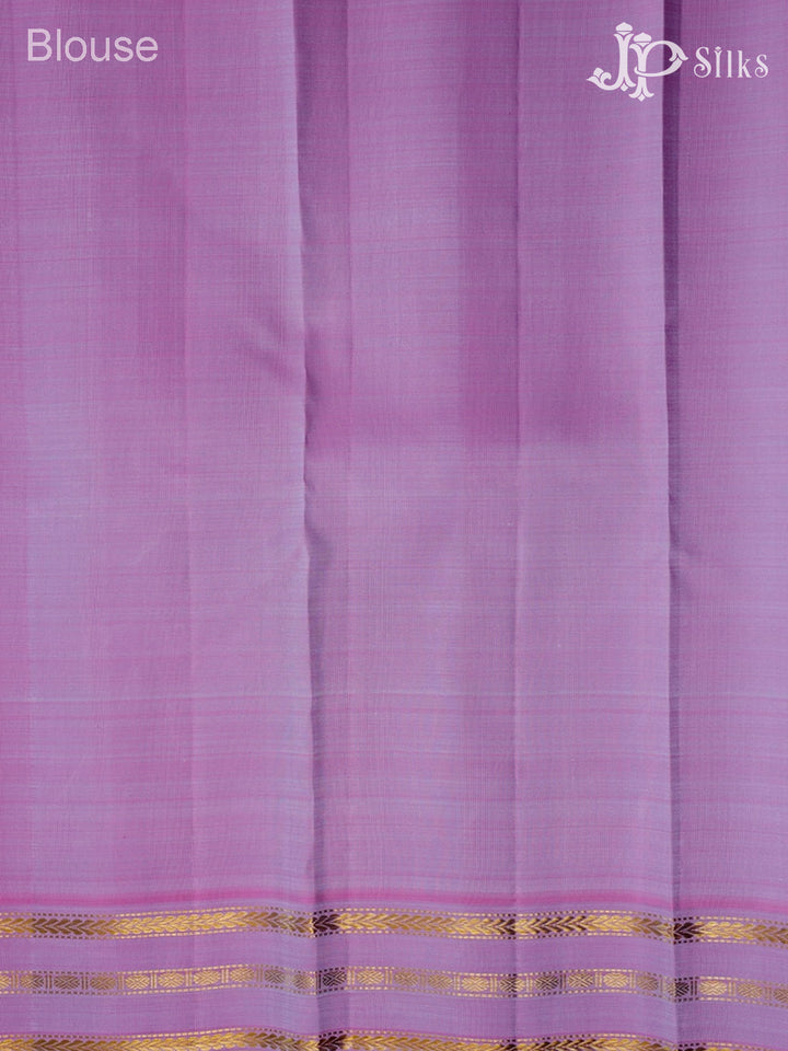 Grey And Baby Pink Kanchipuram Pure Silk Saree - F3490