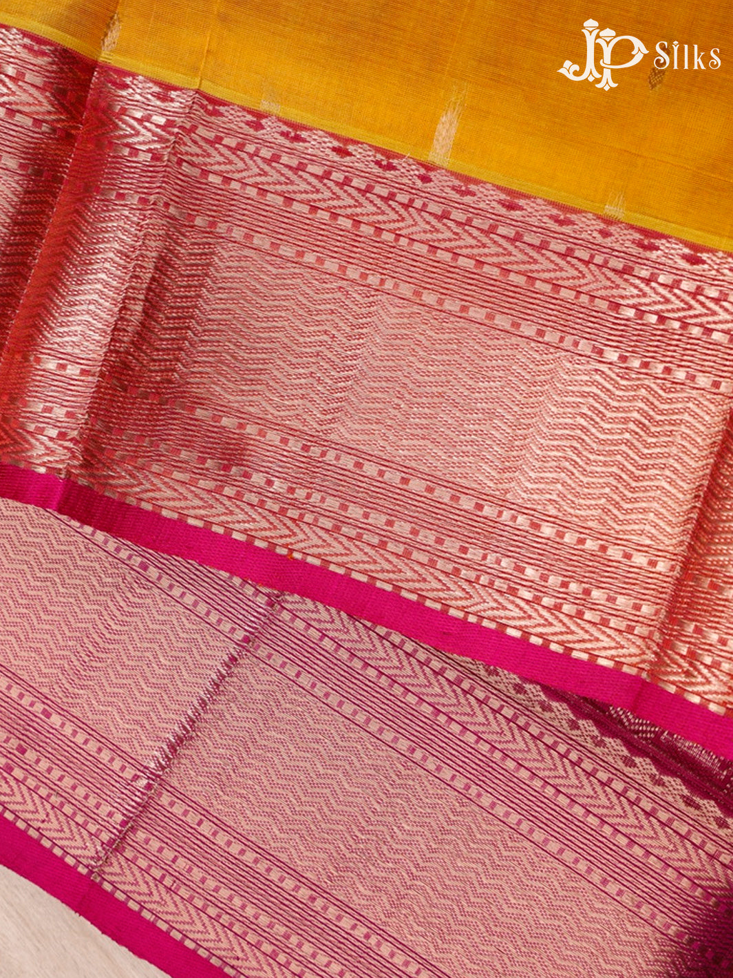 Yellow and Pink Silk Cotton Saree - F2662