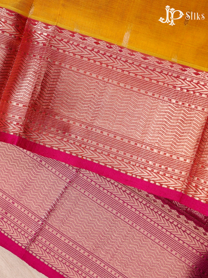 Yellow and Pink Silk Cotton Saree - F2662
