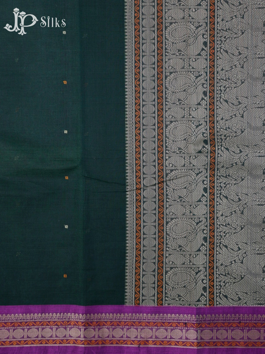 Bottle Green Kanchi Cotton Saree - D9703-view5