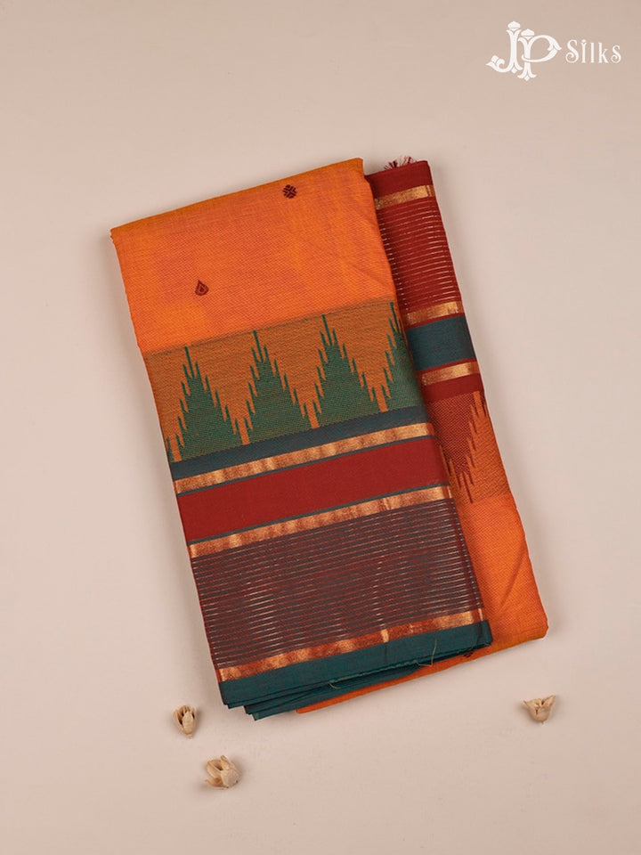 Dark Orange Cotton Saree - G94