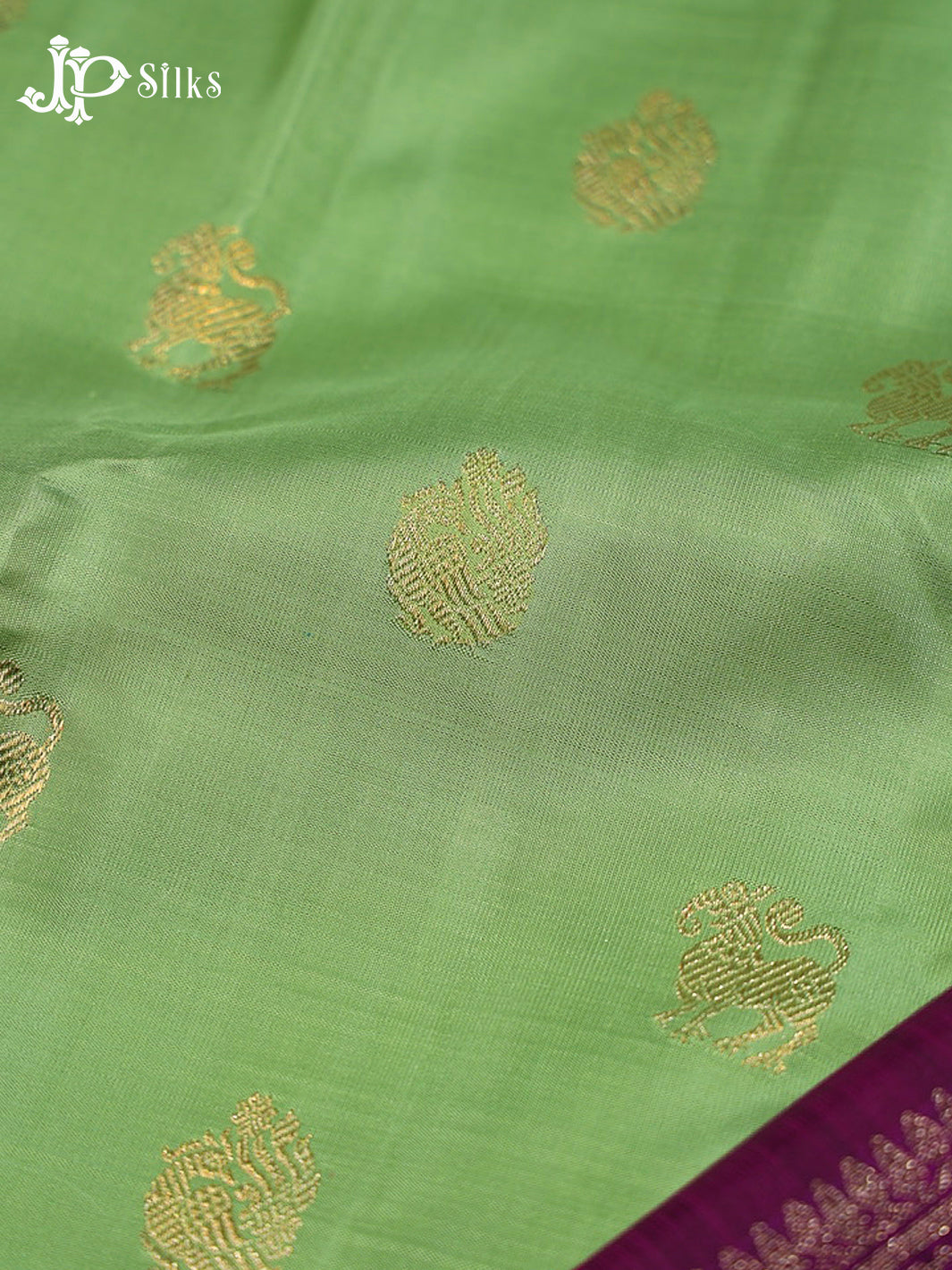 Pista Green & Deep Purple Kanchipuram 2G Zari Silk Saree - H11