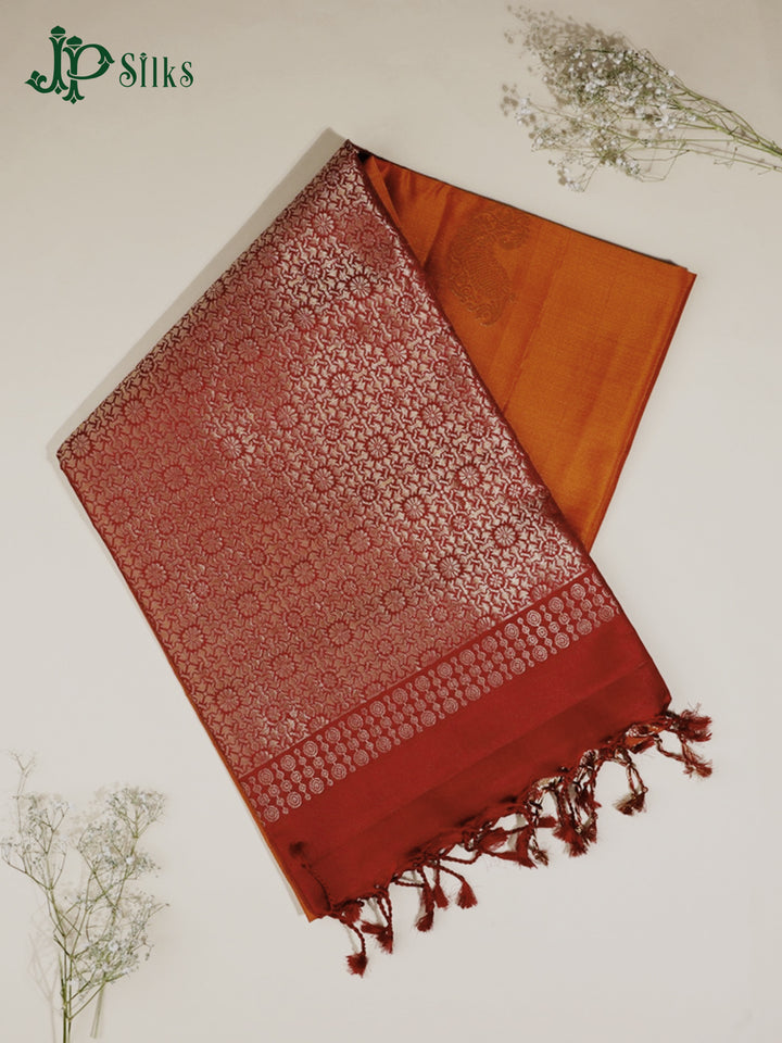 Rust and Maroon Soft Silk Saree - G347