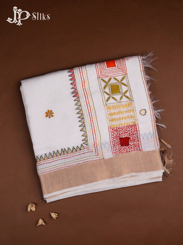 White Semi Tussar Saree - G26
