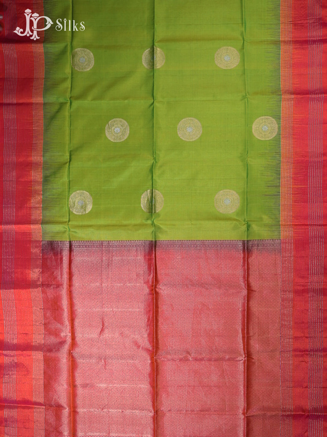 Parrot Green & Peachish Pink Soft Silk Saree - F2306-view5