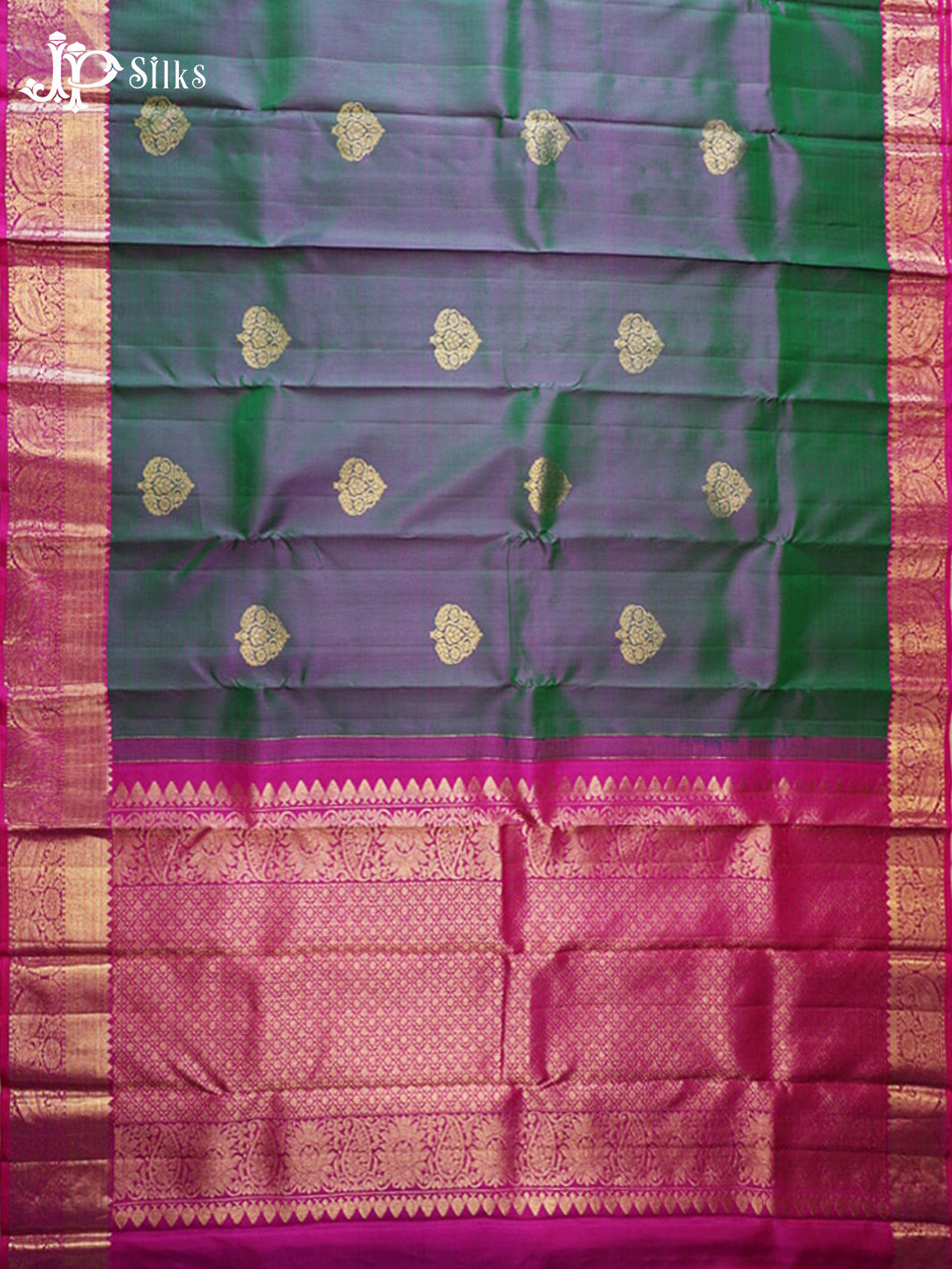 Dual Shade Green & Pink Kanchipuram Silk Saree - G848
