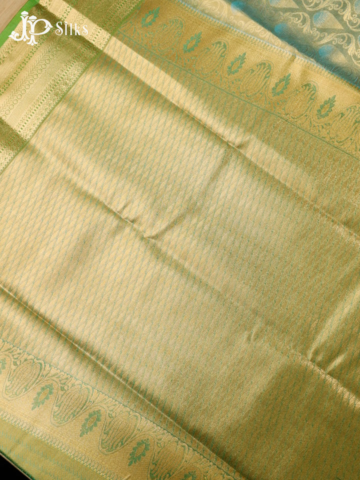 Blue and Light Green Art Silk Saree - G300