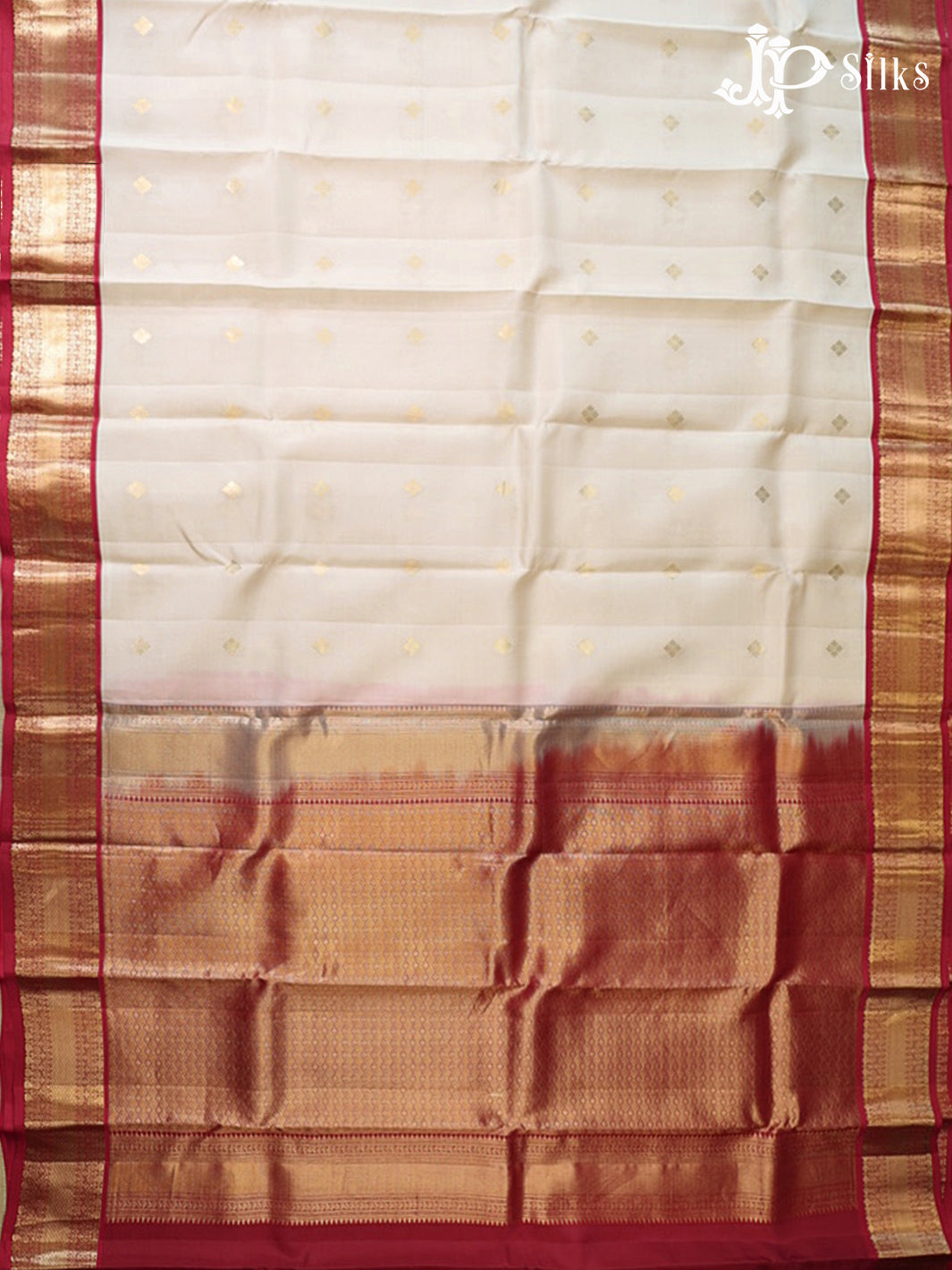 Cream & Maroon  Pure Silk Mix Saree - G941