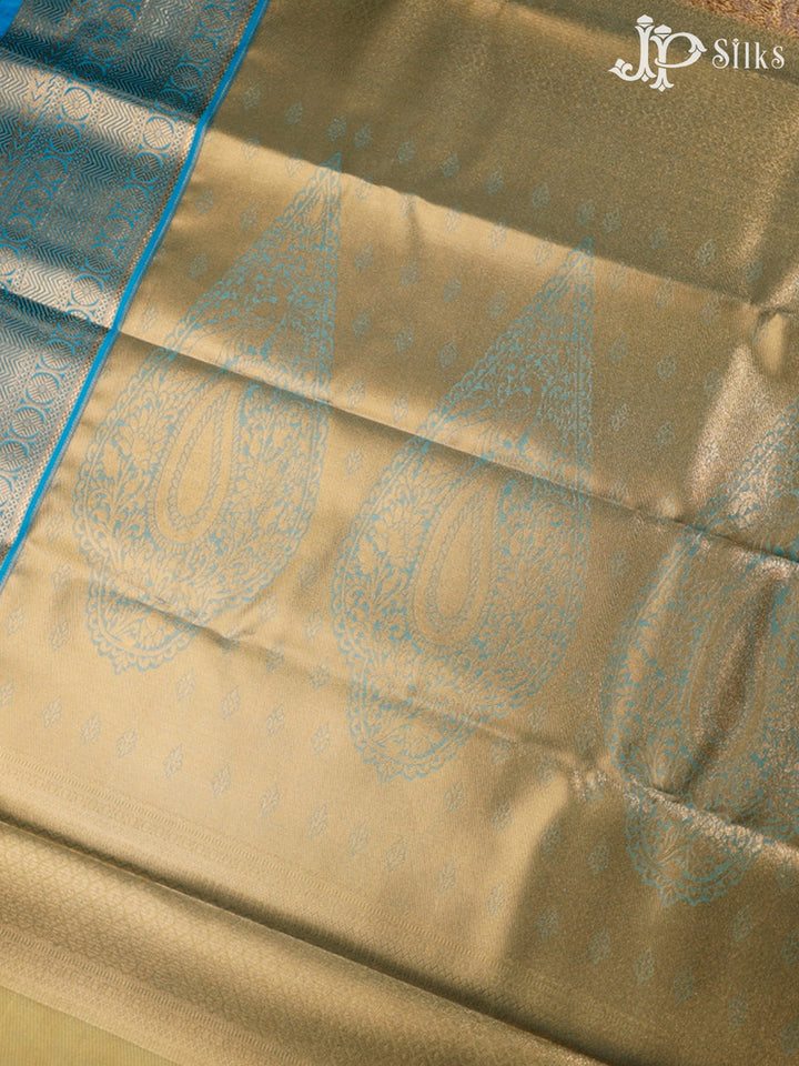 Sky Blue and Gold Art Silk Saree - G301