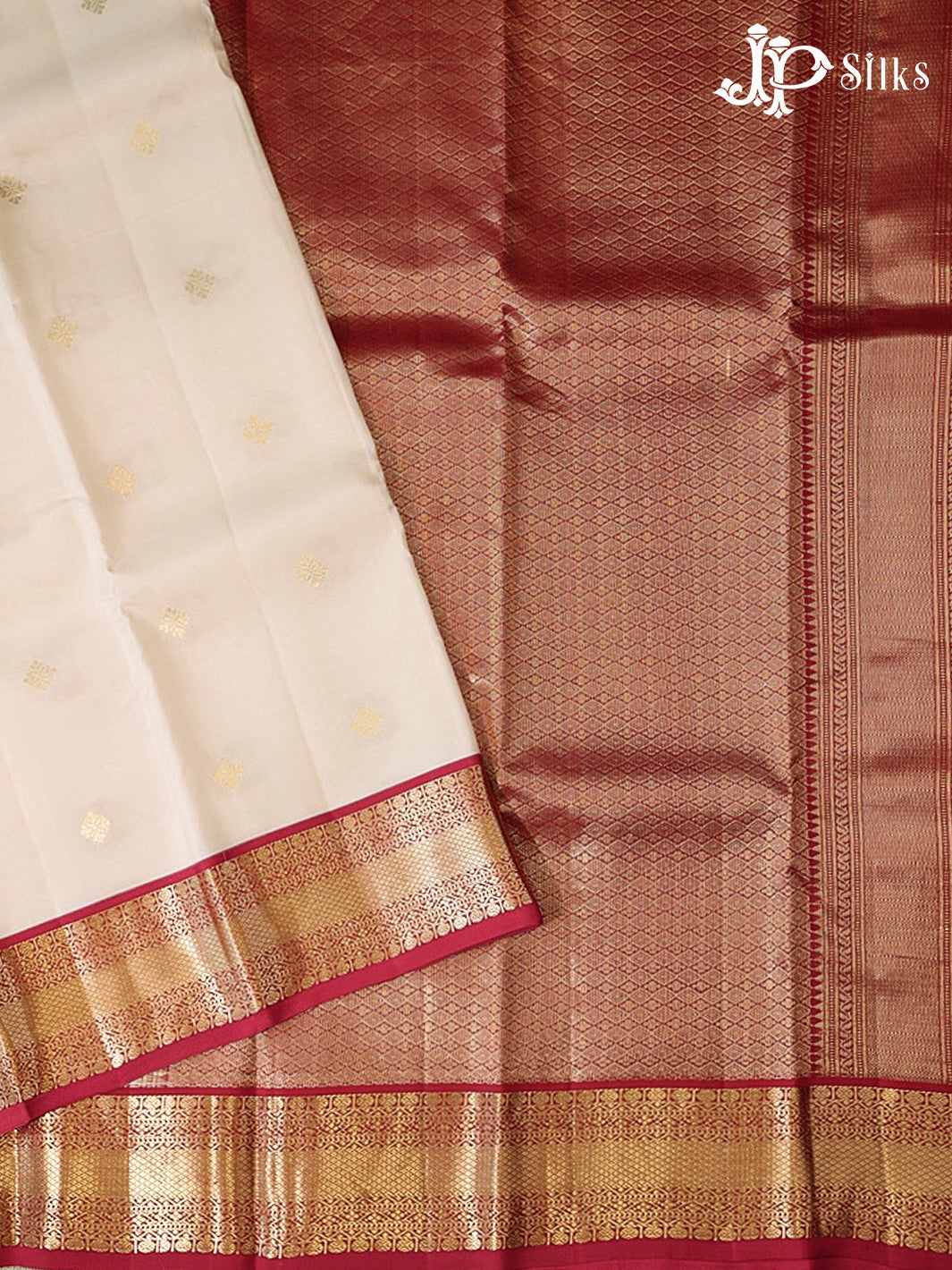 Cream & Maroon  Pure Silk Mix Saree - G941