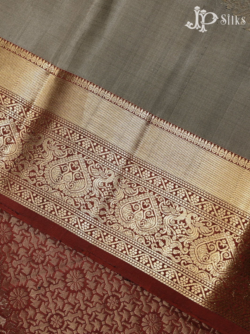 Grey and Maroon Soft Silk Saree - G346