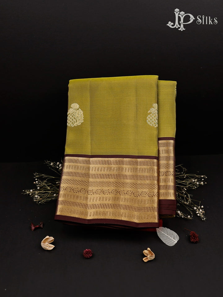 Moss Green And  Maroon Pure Silk Mixed Saree - F3557