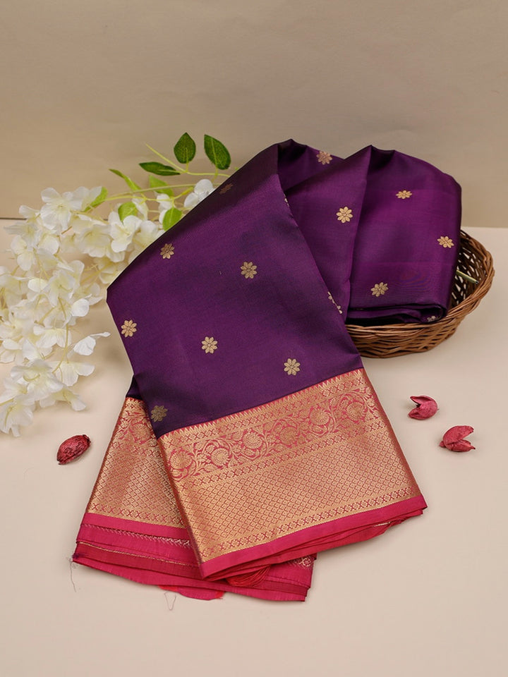Purple And Pink Pure Silk Mixed Saree - G58