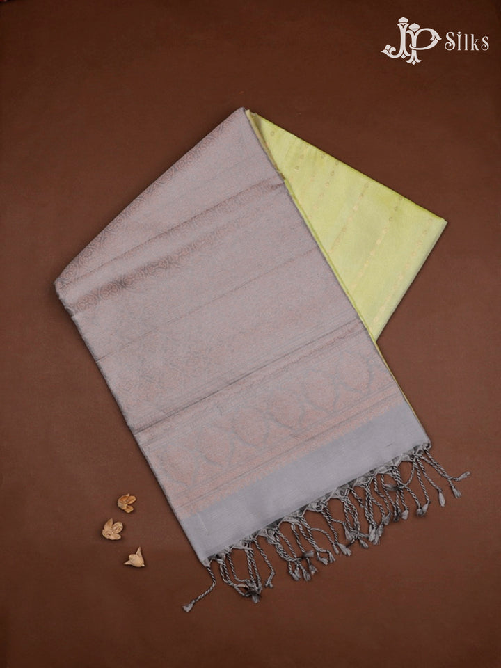 Pista Green And Grey Soft Silk Saree - F2470