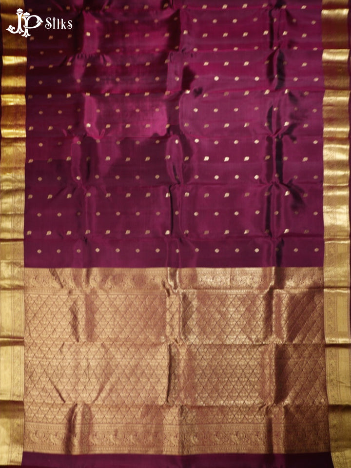 Wine Pure Silk Mixed Saree - G323