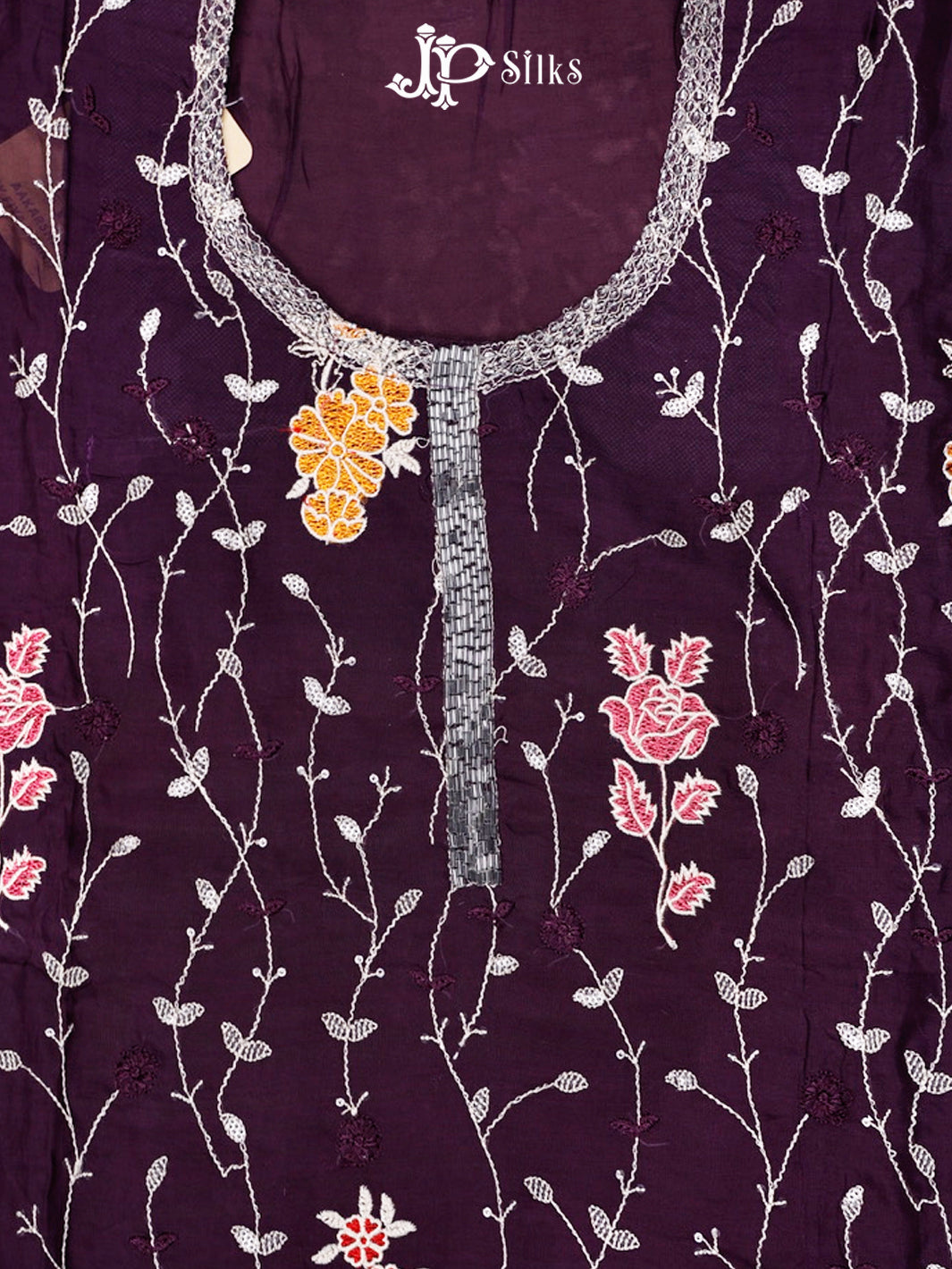 Deep Purple Thread Work Salwar Suit Material - E4601