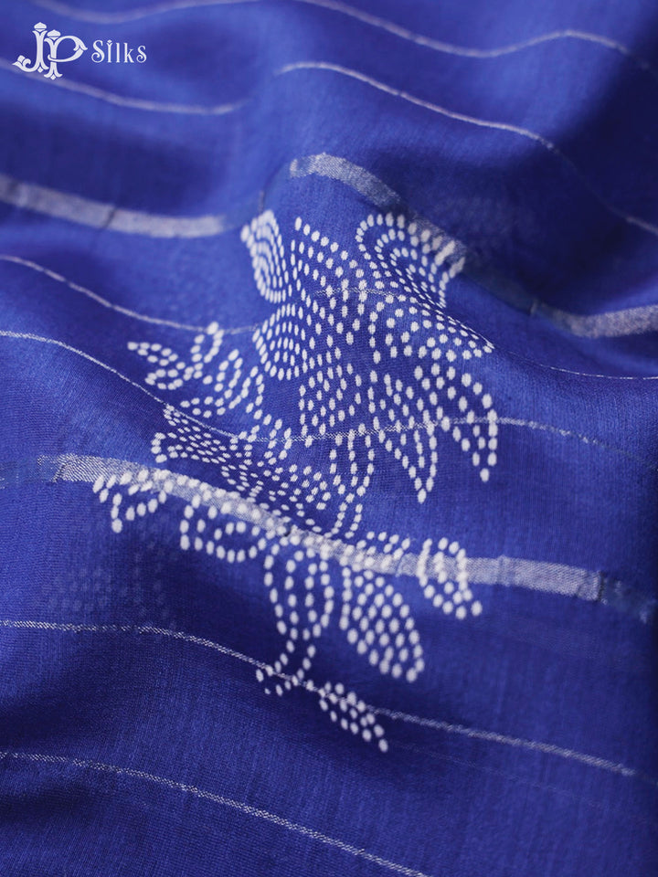 Blue Semi Chanderi Saree - F2804