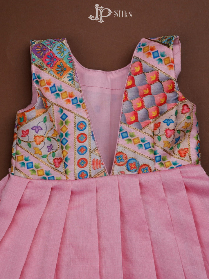 Baby Pink Raw Silk Kids Readymade Dress | 6 m - 12 m - F3532