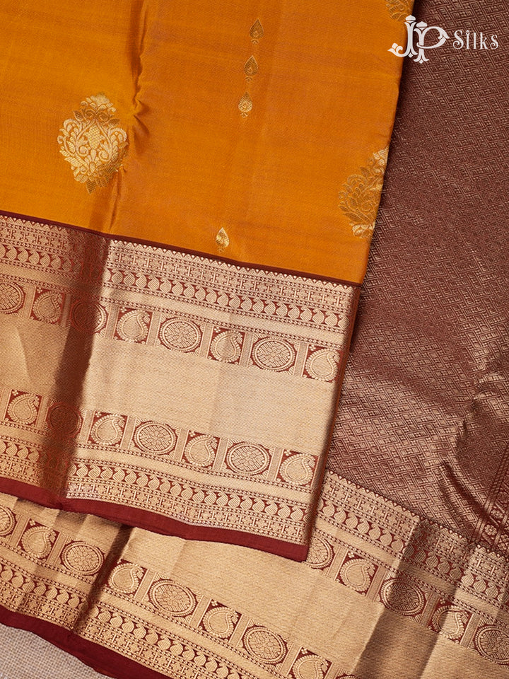 Mustard And Maroon Pure Silk Mixed Saree - G62