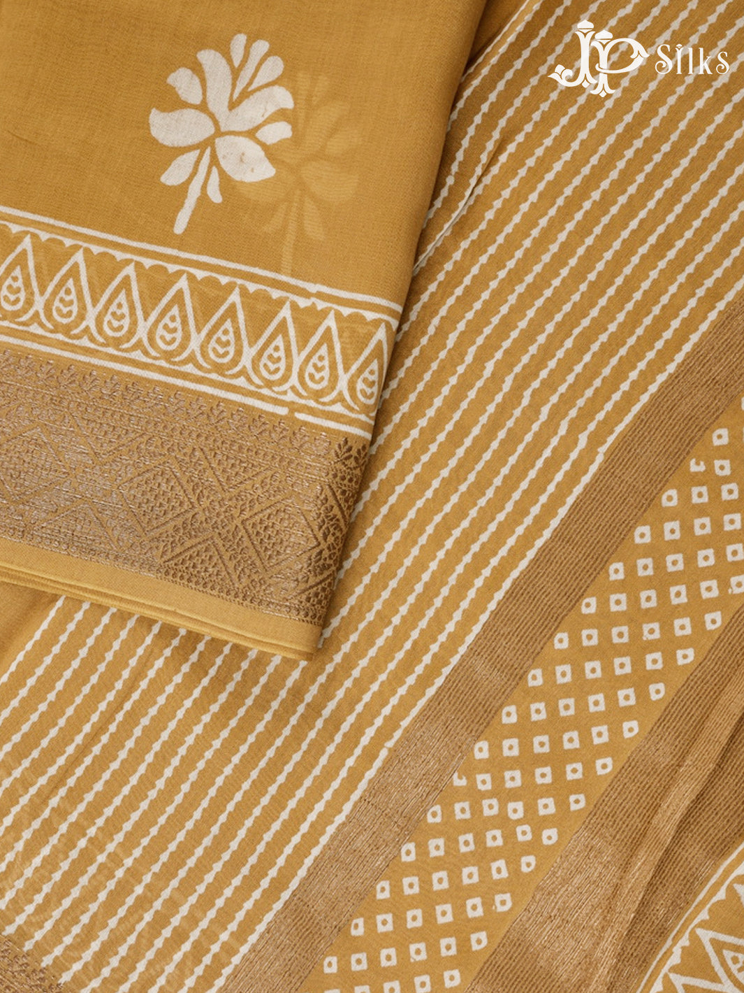 Mustard Yellow Semi Chanderi Saree - F2809