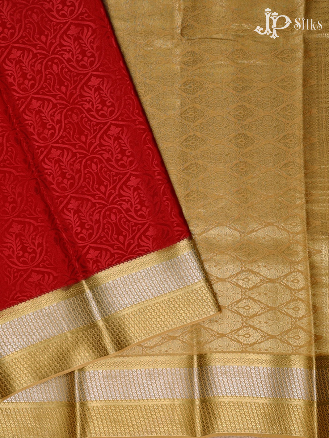 Red And Beige Gold Mysore Silk Saree - D4759