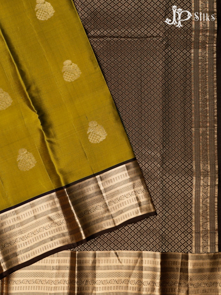 Mehendi Green And Coffee Brown Pure Silk Mixed Saree - G61