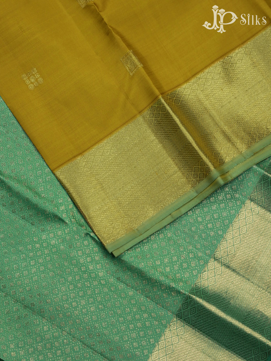 Mustard Yellow with Green Kanchipuram Silk Saree - F2362 - View 4