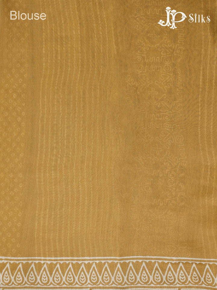 Mustard Yellow Semi Chanderi Saree - F2809