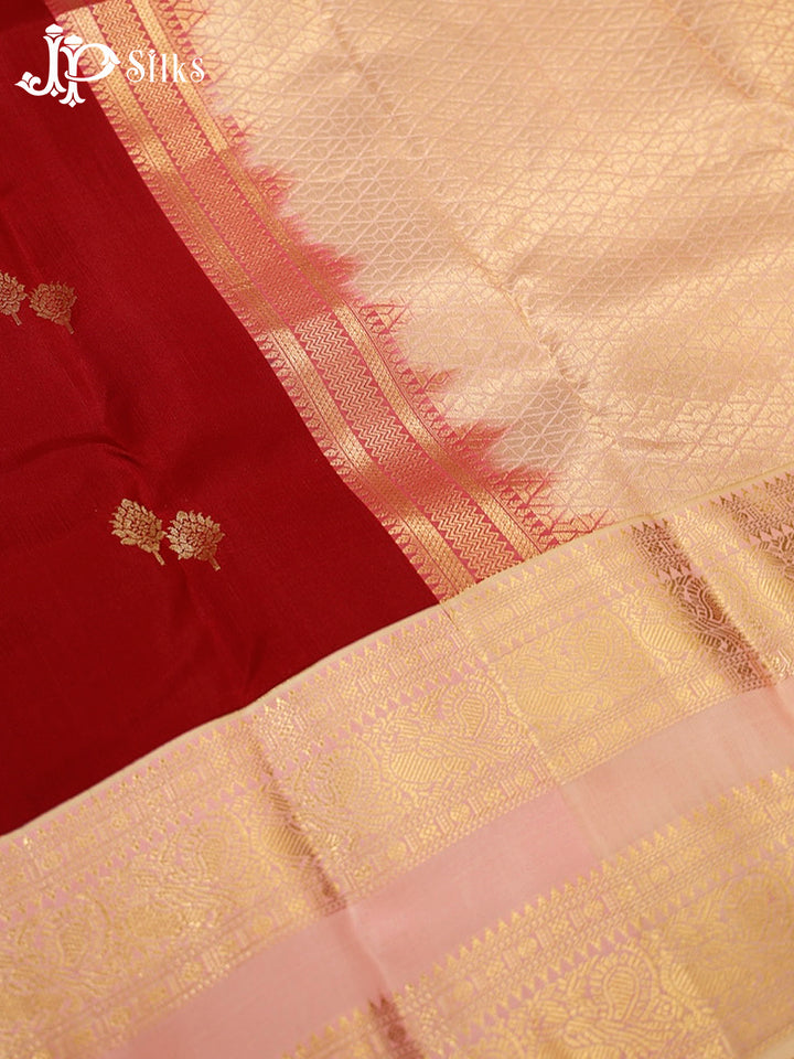 Maroon & Light Pink Pure Silk Mix Saree - H25