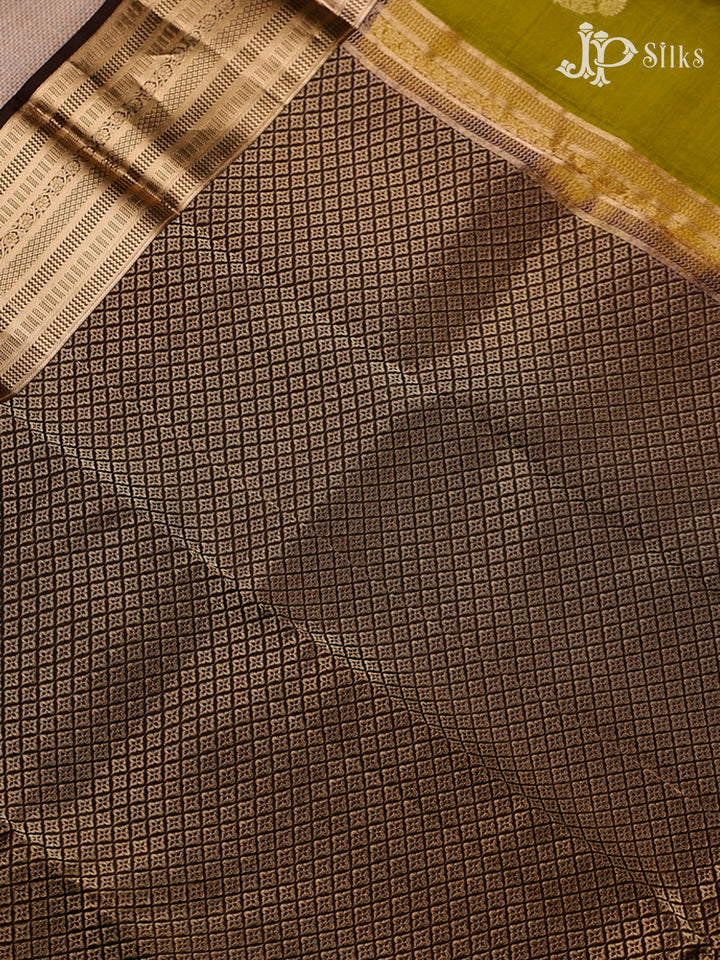 Mehendi Green And Coffee Brown Pure Silk Mixed Saree - G61