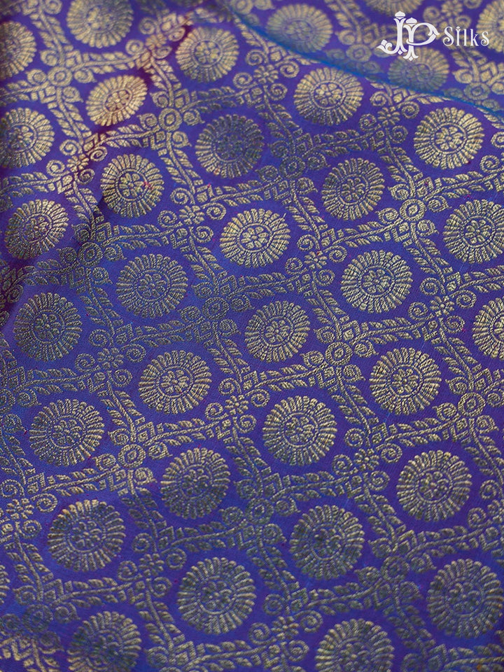 Blue, Purple, Mustard And Pink Kanchipuram Silk Saree - A1426