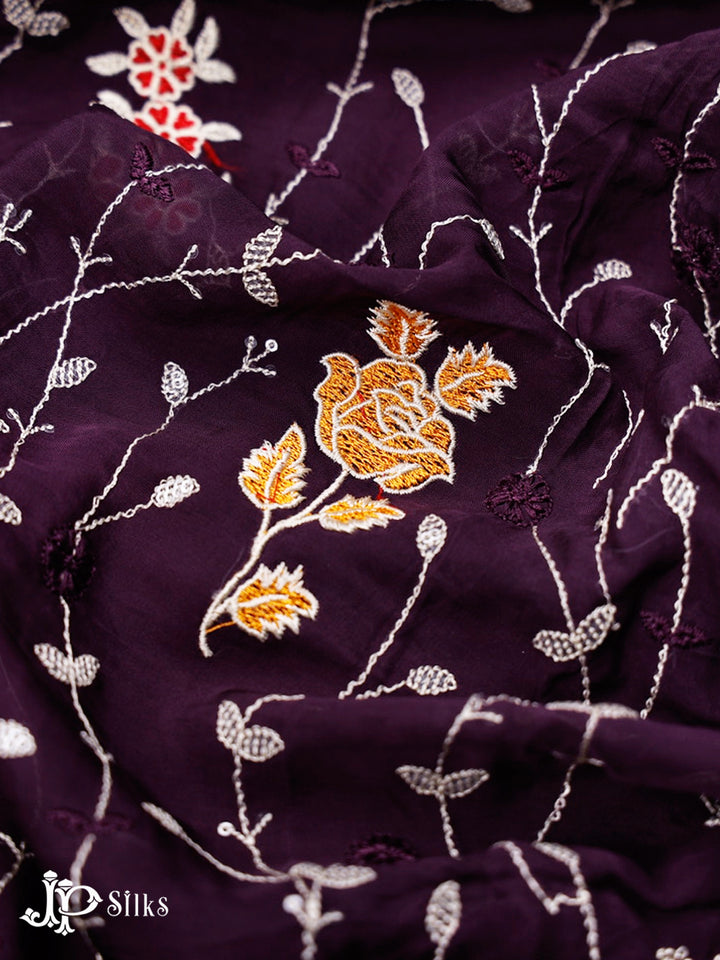 Deep Purple Thread Work Salwar Suit Material - E4601