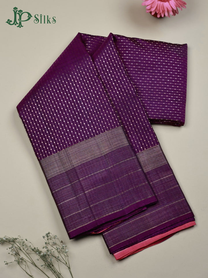 Dark Purple with Onion Pink Kanchipuram Silk Saree - E5218 - View 1