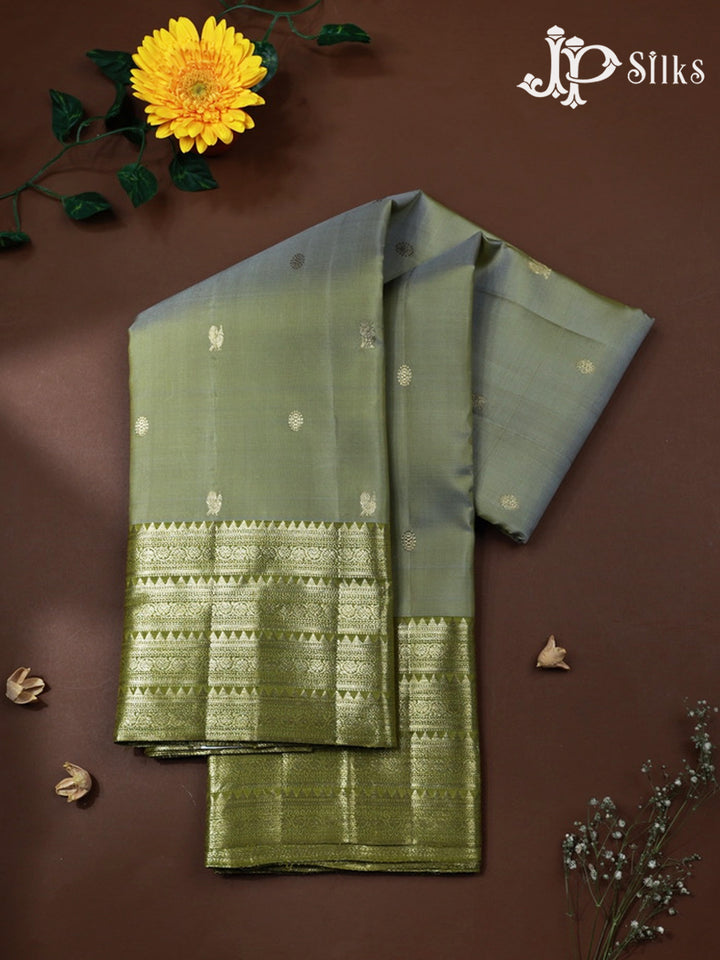 Light Green with Olive Green Kanchipuram Silk saree - F2365 - View 1