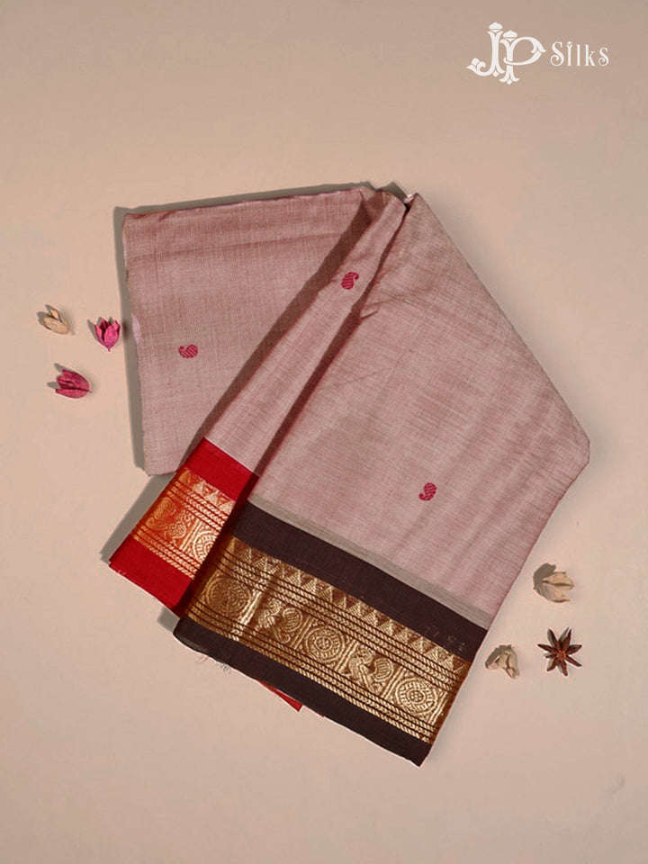 Pale Mauve Theni Cotton Saree- view1