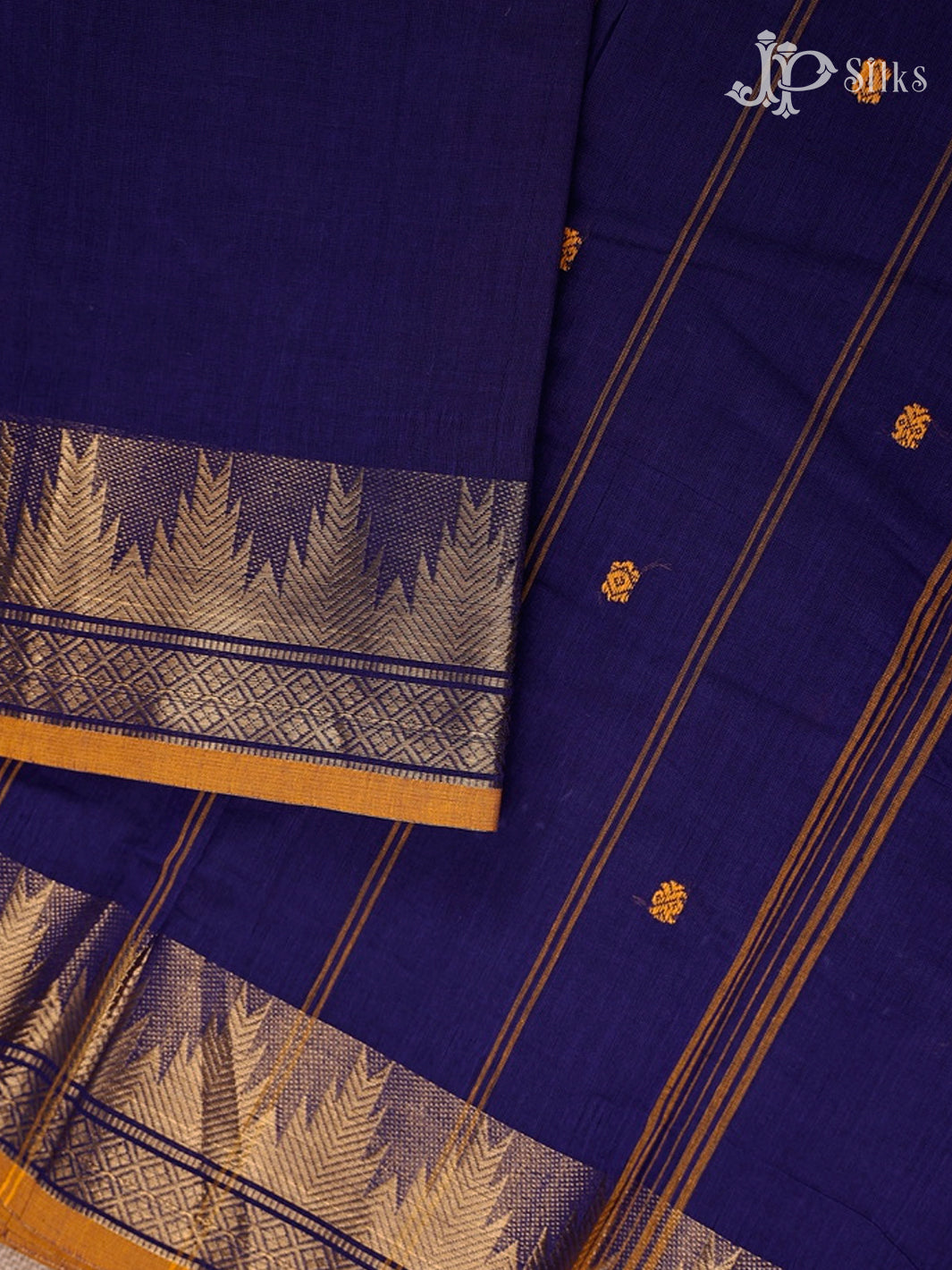 Blue And Mustard Theni Cotton Saree - G88