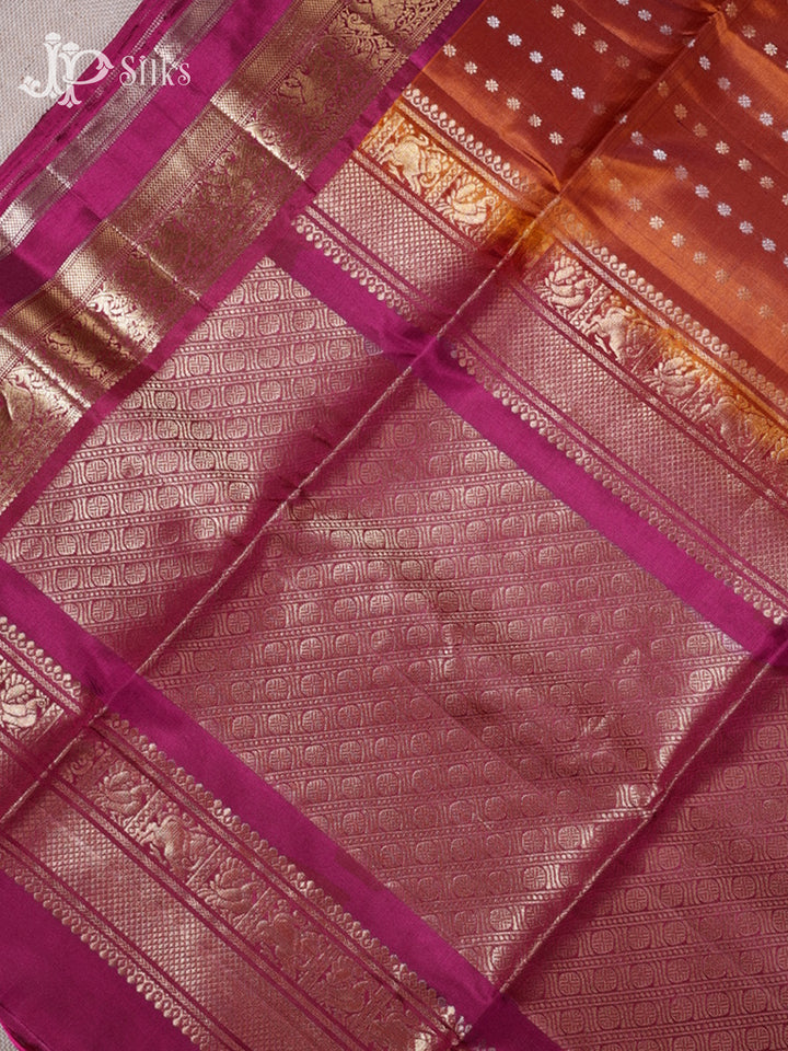 Rust Orange & Magenta Pink Soft Silk Saree - G824-view4