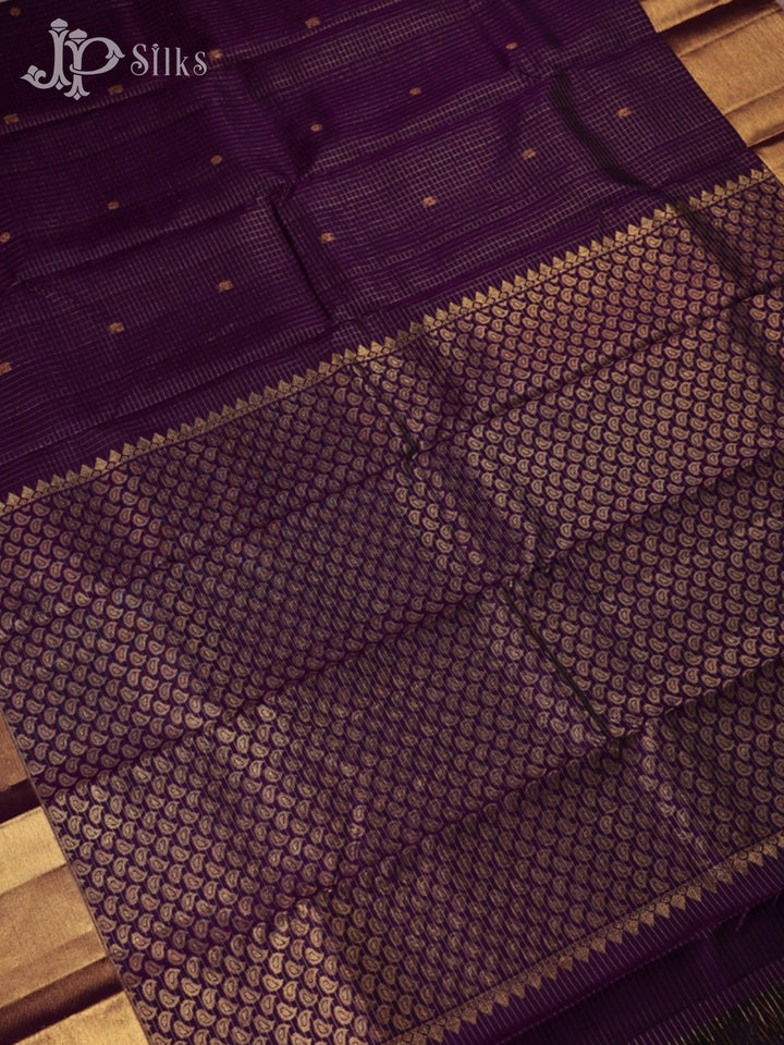 Deep Violet Kanchipuram Silk Saree - F2336 - View 3