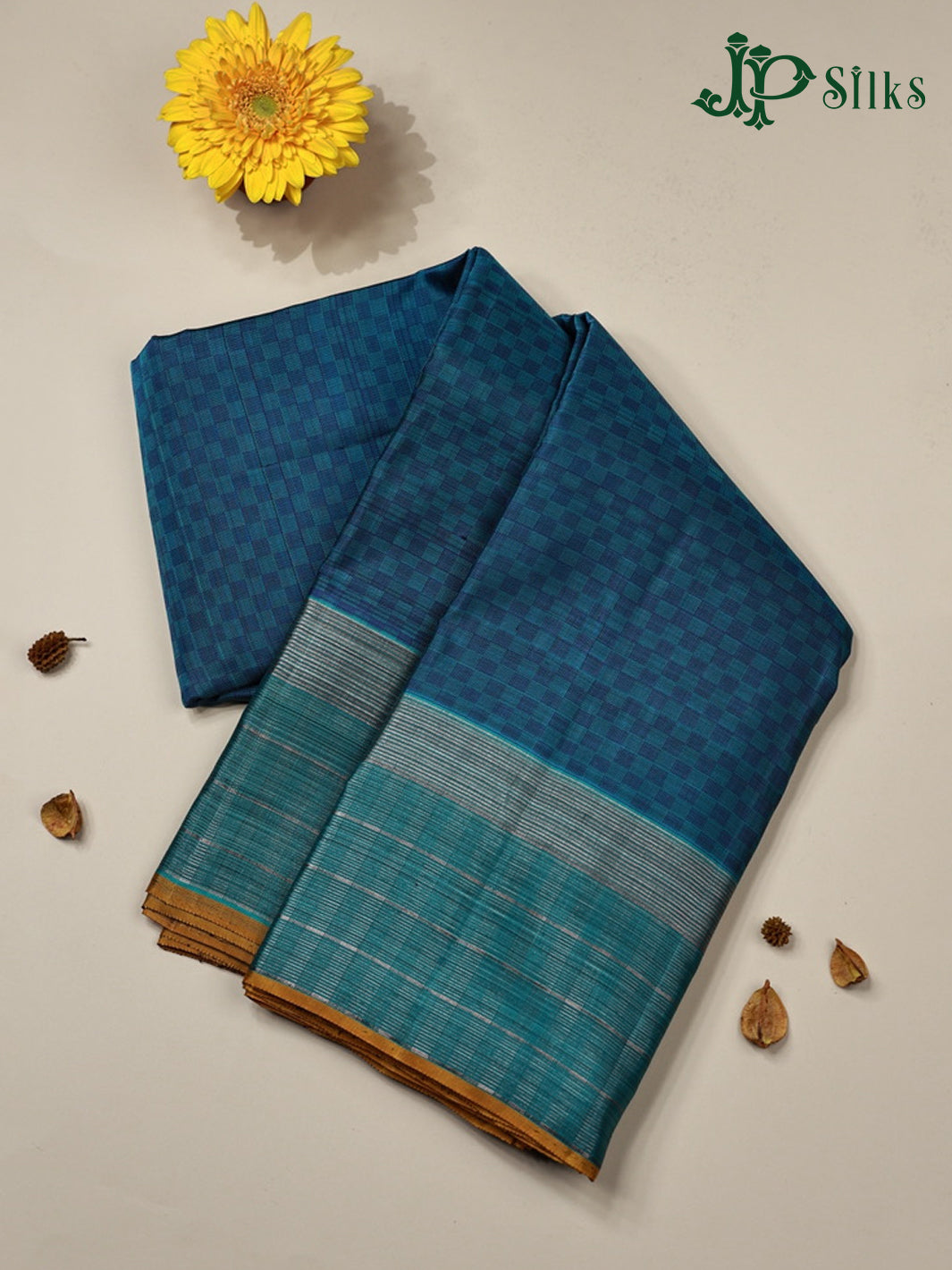 Sea Blue Kanchipuram Silk Saree - E5119 - View 1