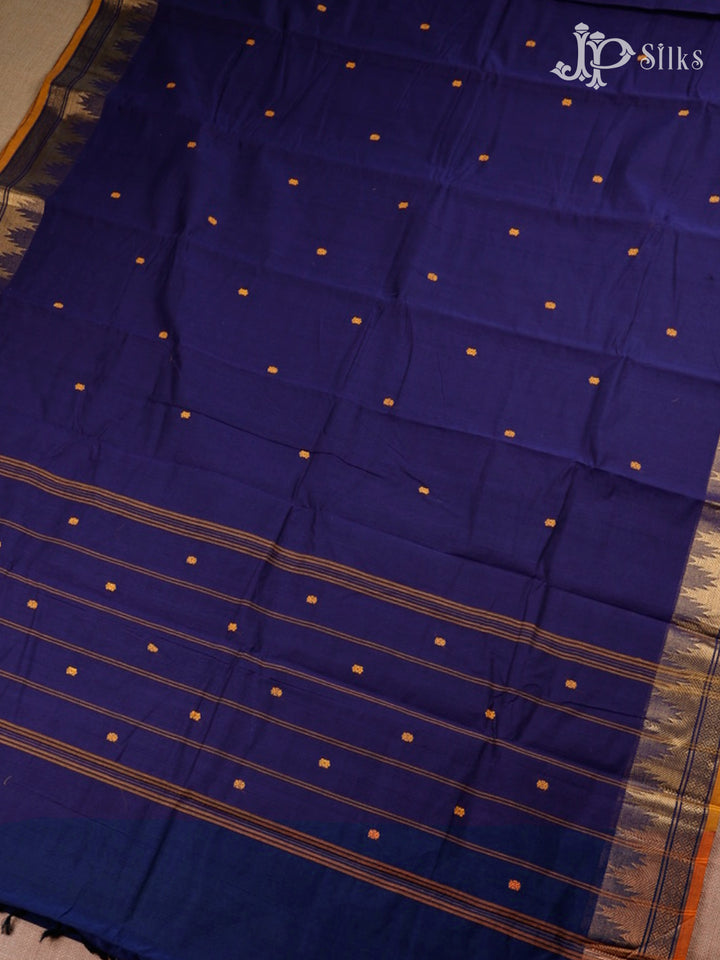 Blue And Mustard Theni Cotton Saree - G88
