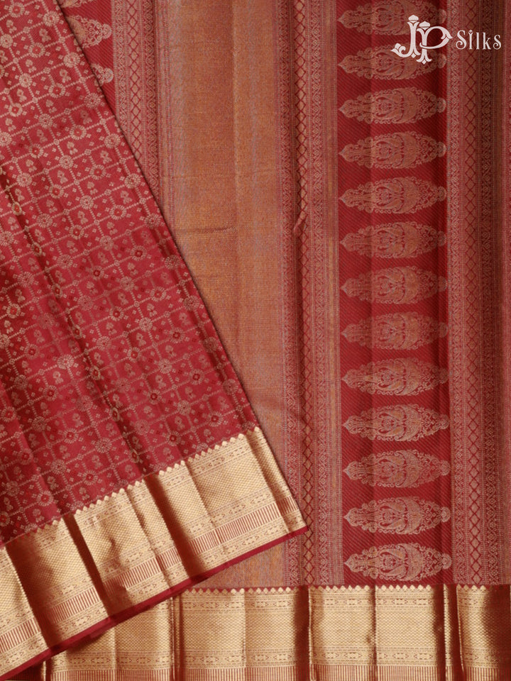 Dark Maroon Bridal Kanchipuram Silk Saree - G213