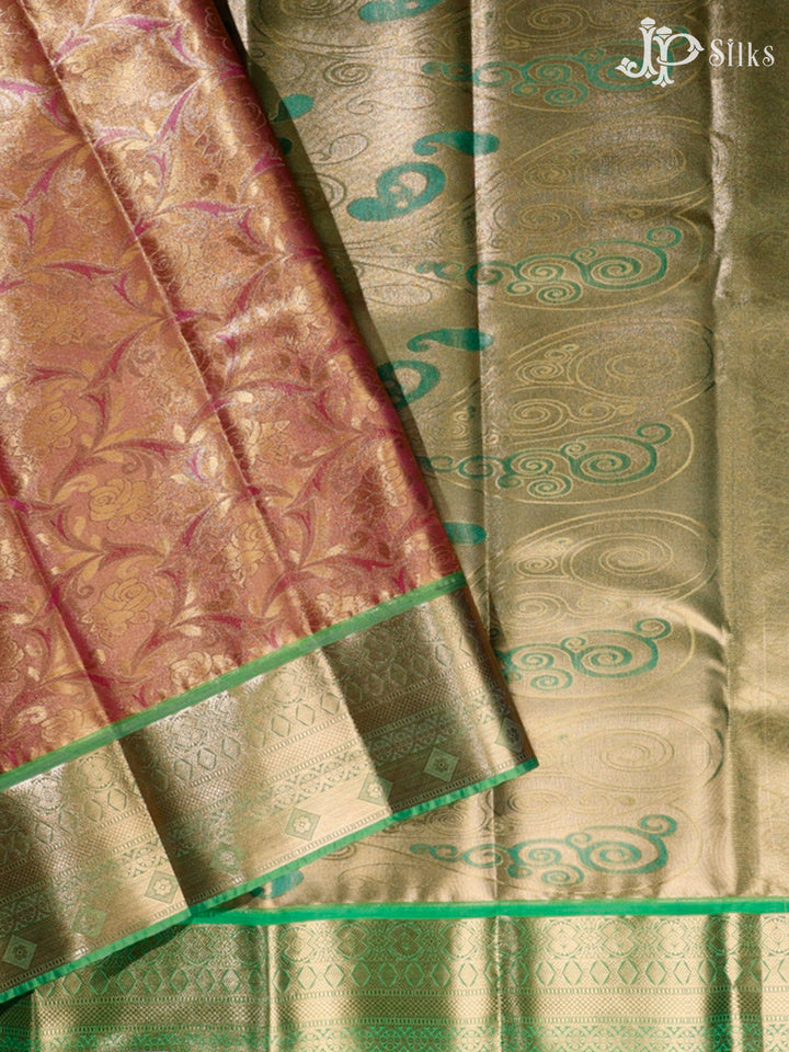 Pink and Light Green Art Silk Saree - G306