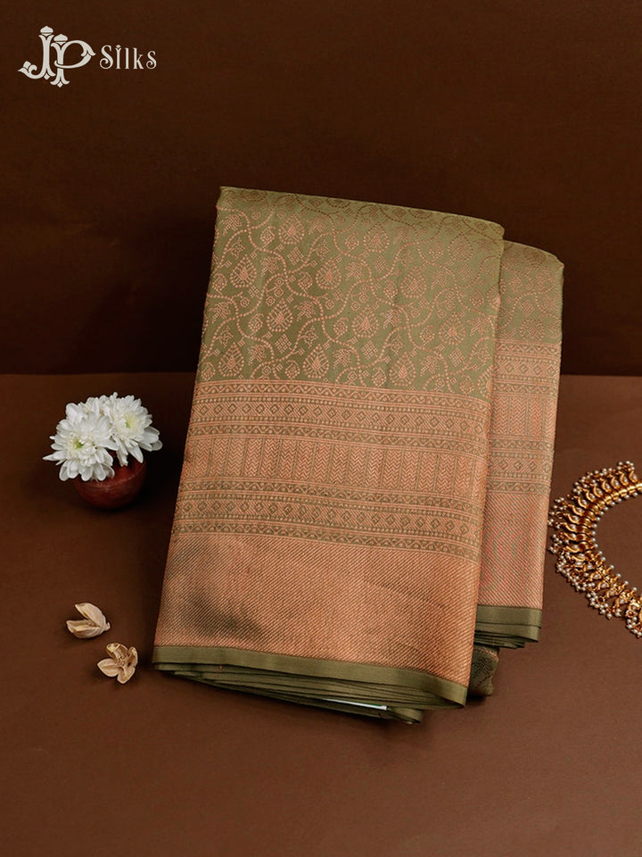 Olive Green Kanchipuram Pure Silk Saree - D1843