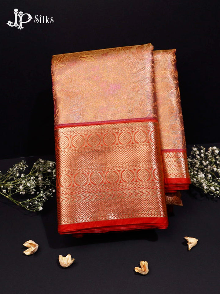Rust Pink and Red Art Silk Saree - G303