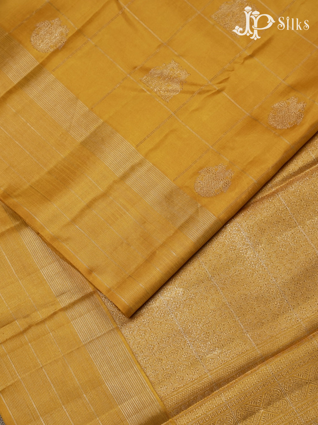 Yellow with Teal Green Kanchipuram Silk Saree - E5220 - View 4