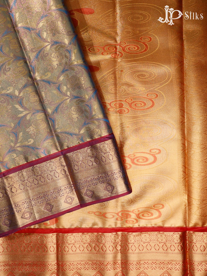 Blue, Red and Maroon Art Silk Saree - G305