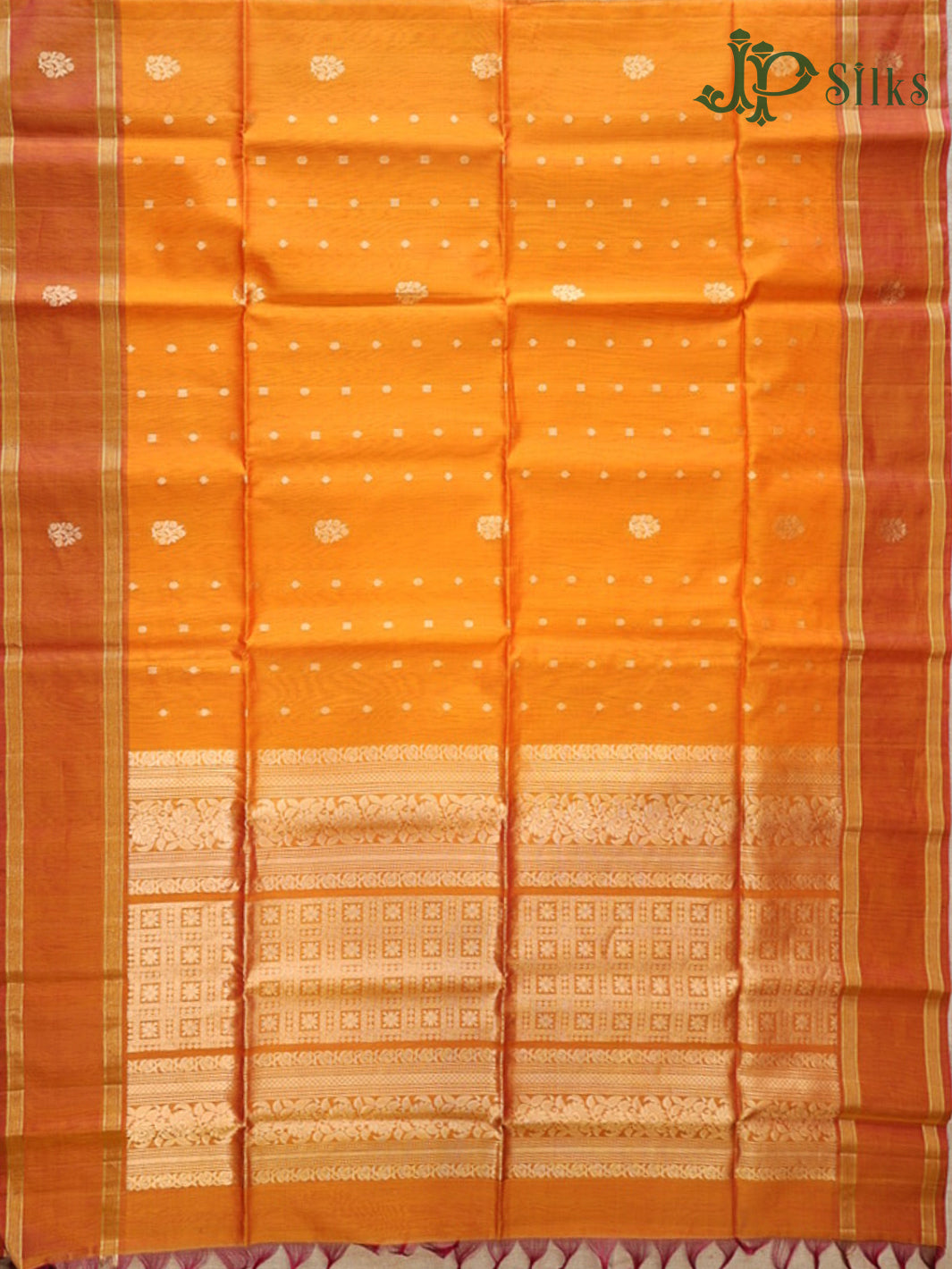 Mango Yellow And Pinkish Yellow Kora Cotton Saree - G912