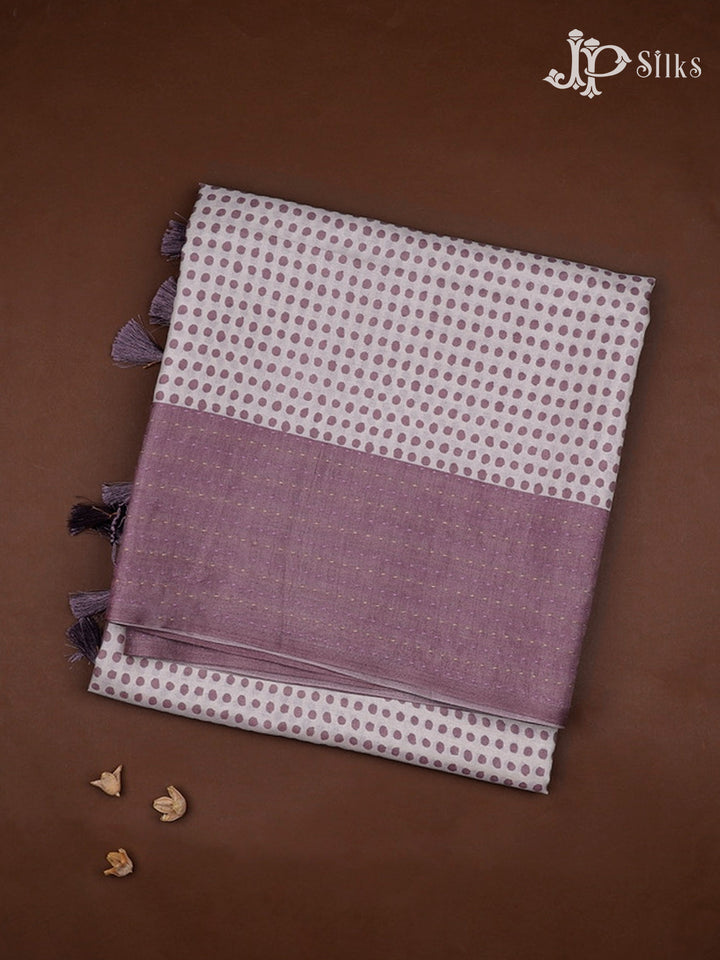 White And Mauve Semi Tussar Saree - G111