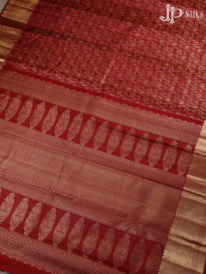 Dark Maroon Bridal Kanchipuram Silk Saree - G213